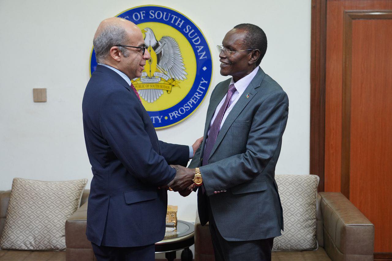 The Honourable Ambassador Dr. James Pitia Morgan, Minister of Foreign Affairs and International Cooperation received H.E. Ambassador Hazem Mamdouh Faw