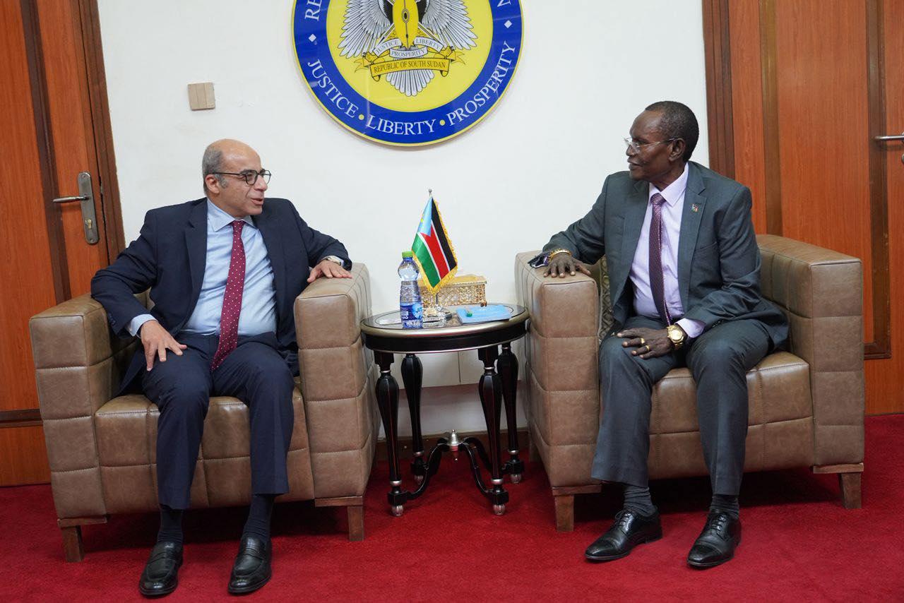 The Honourable Ambassador Dr. James Pitia Morgan, Minister of Foreign Affairs and International Cooperation received H.E. Ambassador Hazem Mamdouh Faw