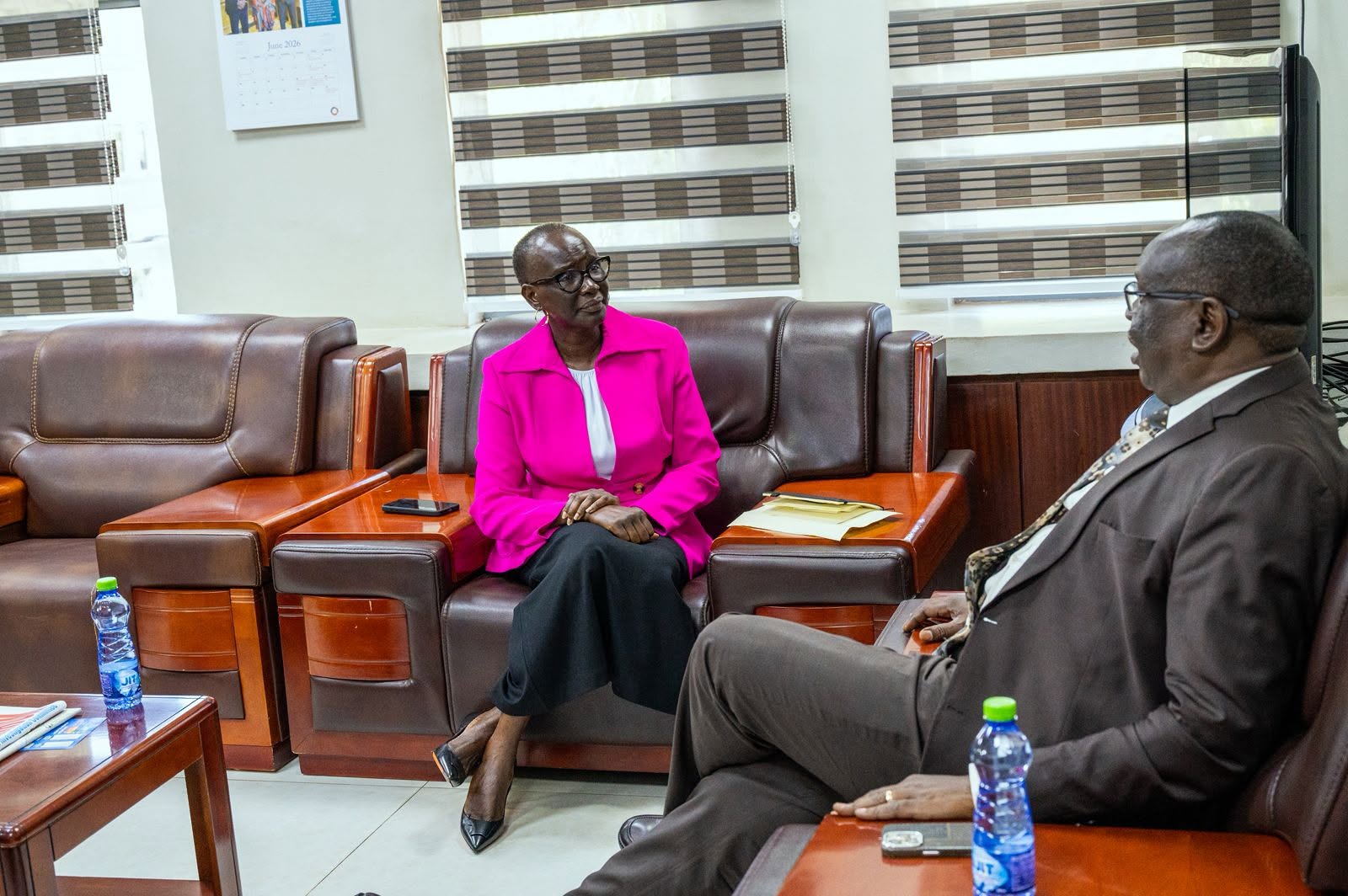 The Minister of Labour, Hon. Anthony Lino Makana, received the Minister of Trade and Industry, Dr. Labanya Margarete for a courtesy meeting aimed at s